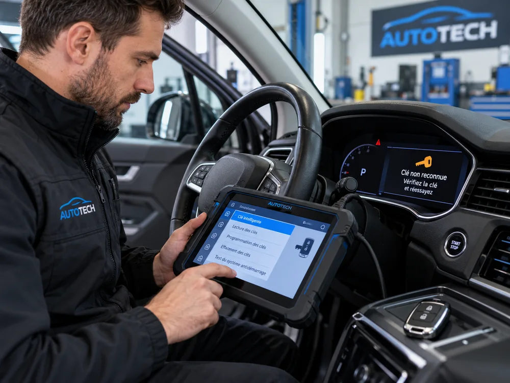 Diagnostic AUTOTECH d'un véhicule affichant clé non reconnue